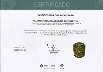 Certificado SUASTRANS